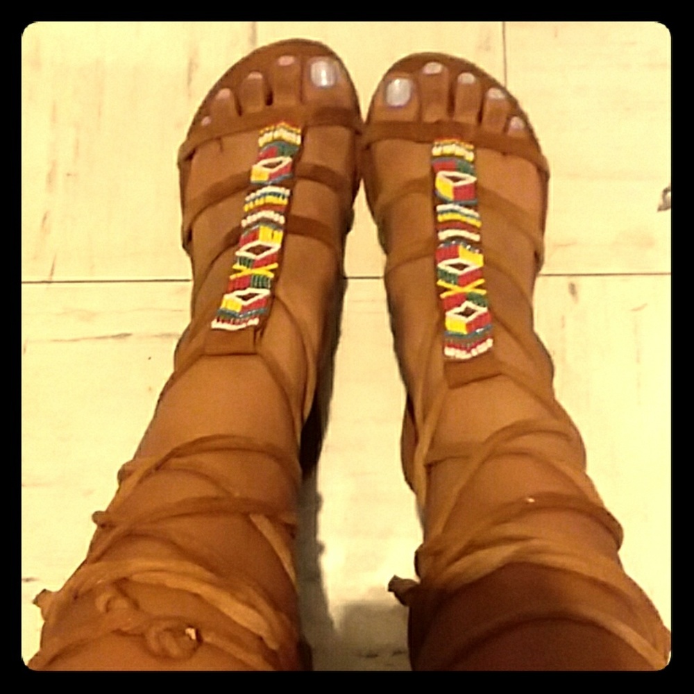 Brown Qupid lace up slippers